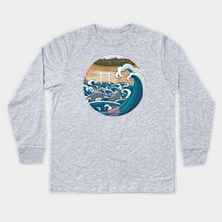 Big Wave in Itoshima Kids Long Sleeve T-Shirt